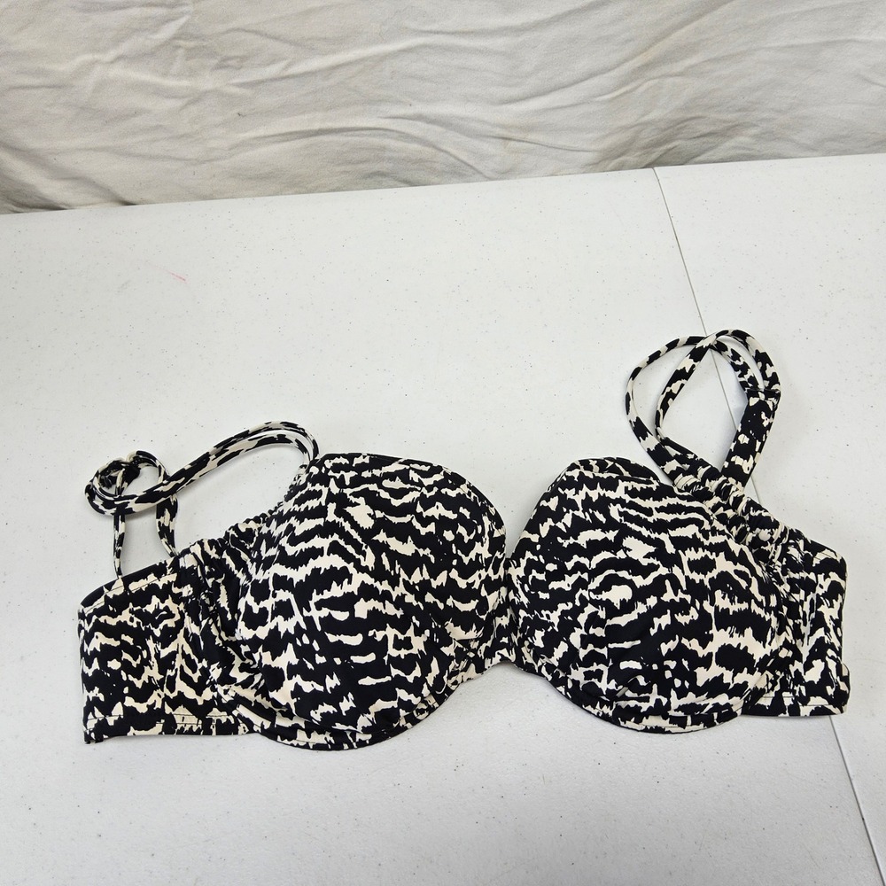 LASCANA for Venus Bikini Top Women DD Black White Animal Print Padded Underwire
